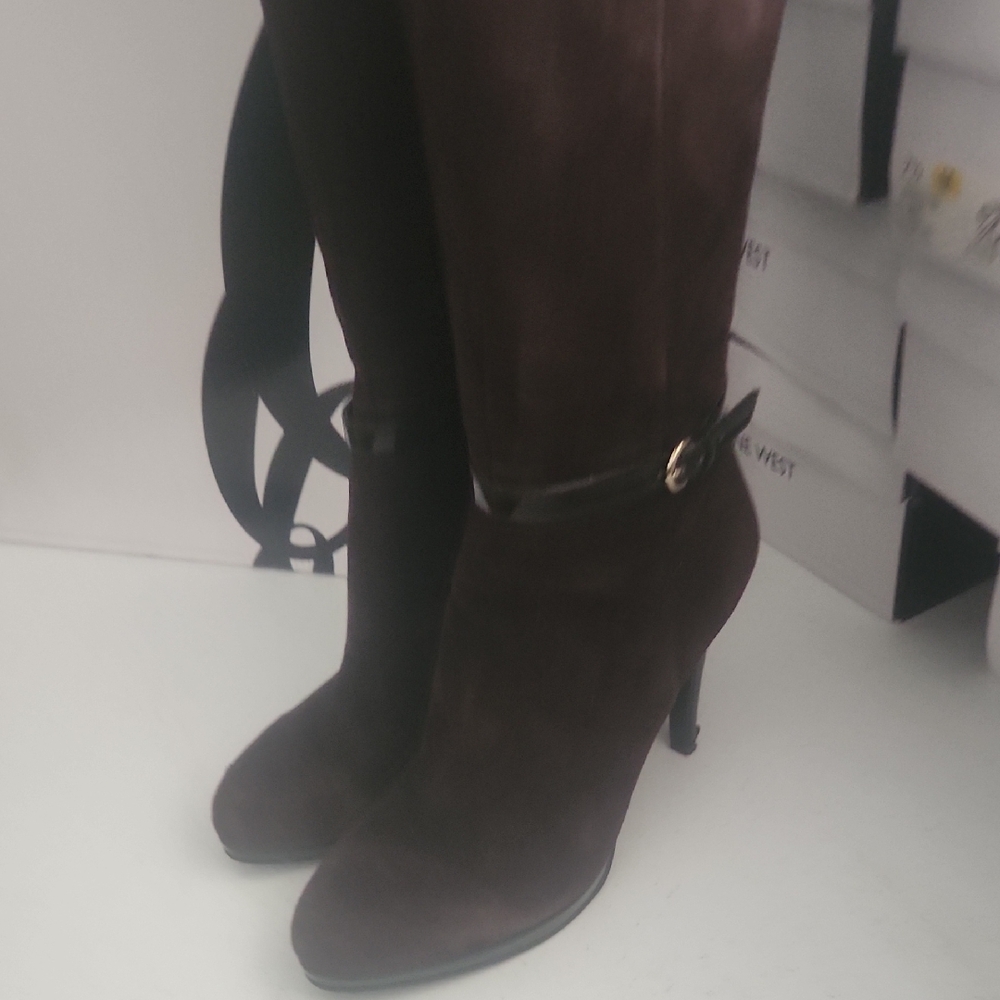 Nine West Women's Dark Brown Heeled Boots - Picture 4 of 8